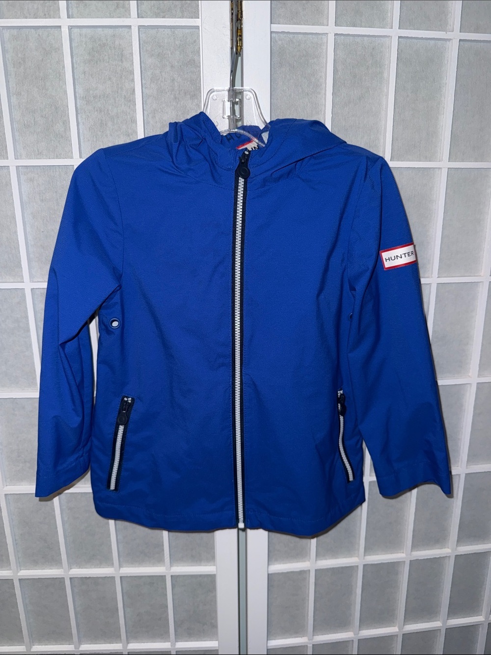 Hunter Kids Royal Blue Hooded Raincoat with Zip Pockets Size 3T